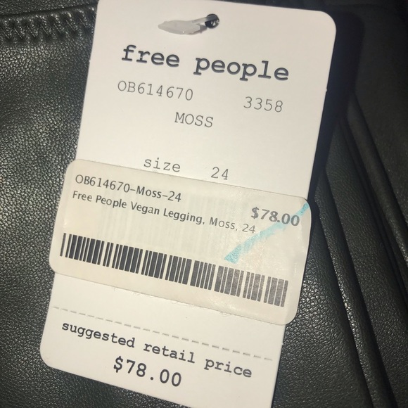 NWT Free People Vegan Leggings, Moss, sz. 24 - Picture 6 of 6